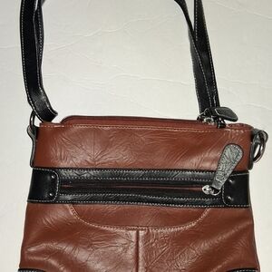 Stone & Co. Brown and Black Faux-Leather Crossbody Bag